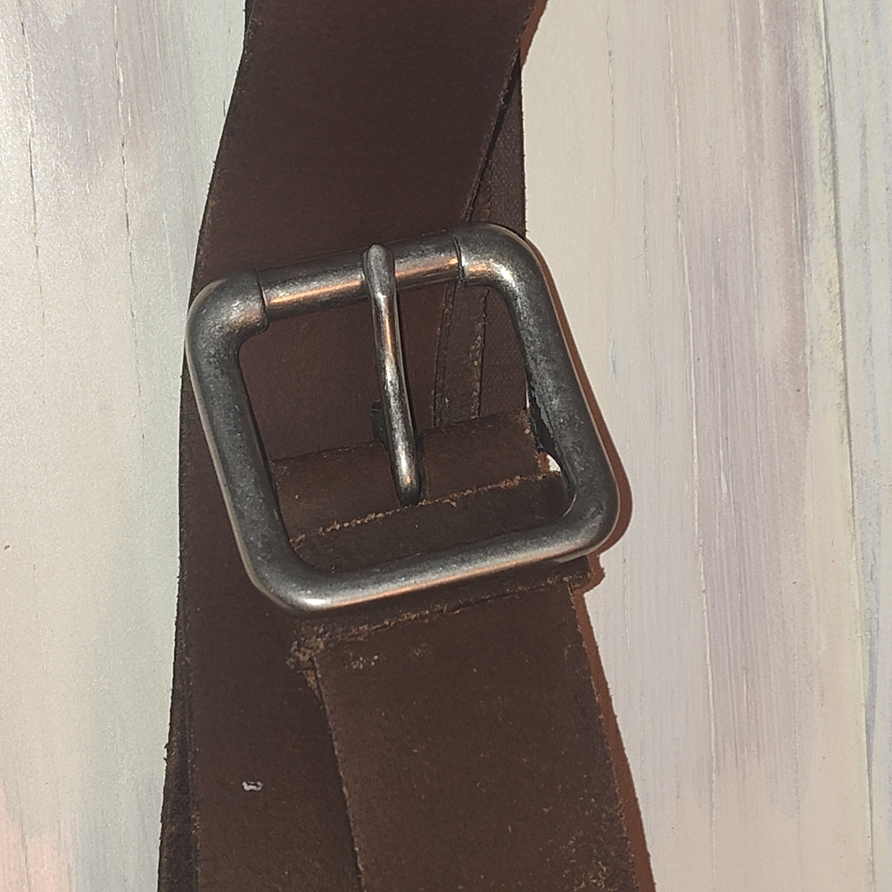 Brown Leather Belt with Silver Buckle